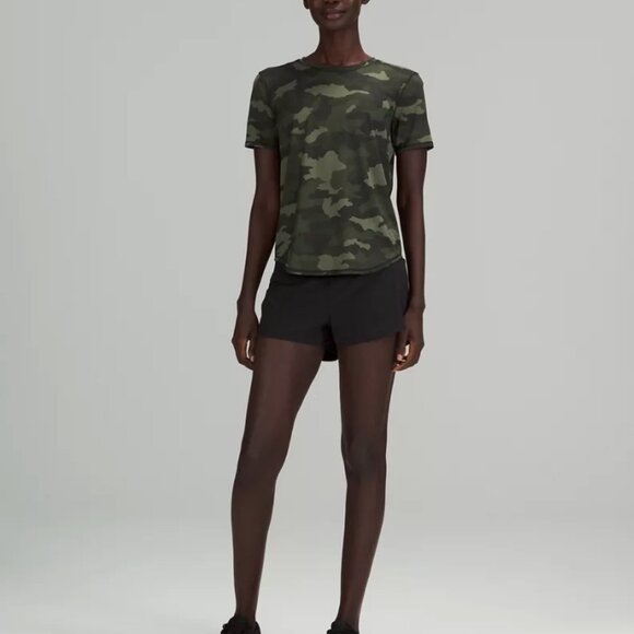 Lululemon High Neck Running and Training T-Shirt Heritage 365 Camo Medium Olive - Picture 3 of 10